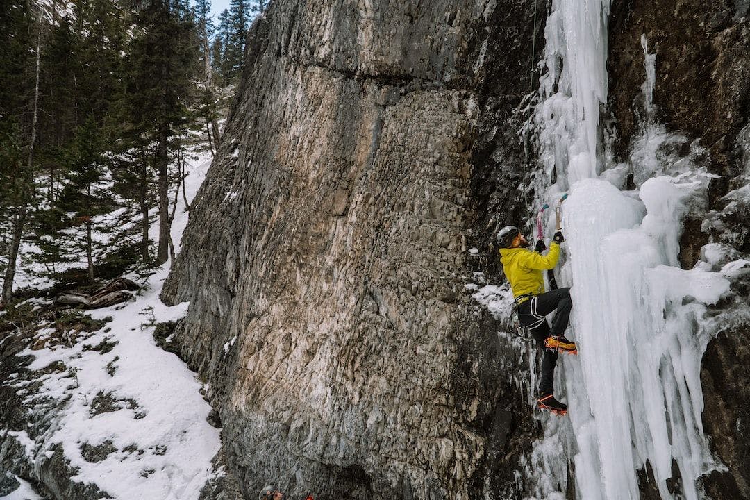 Ice climber on Grotto Falls